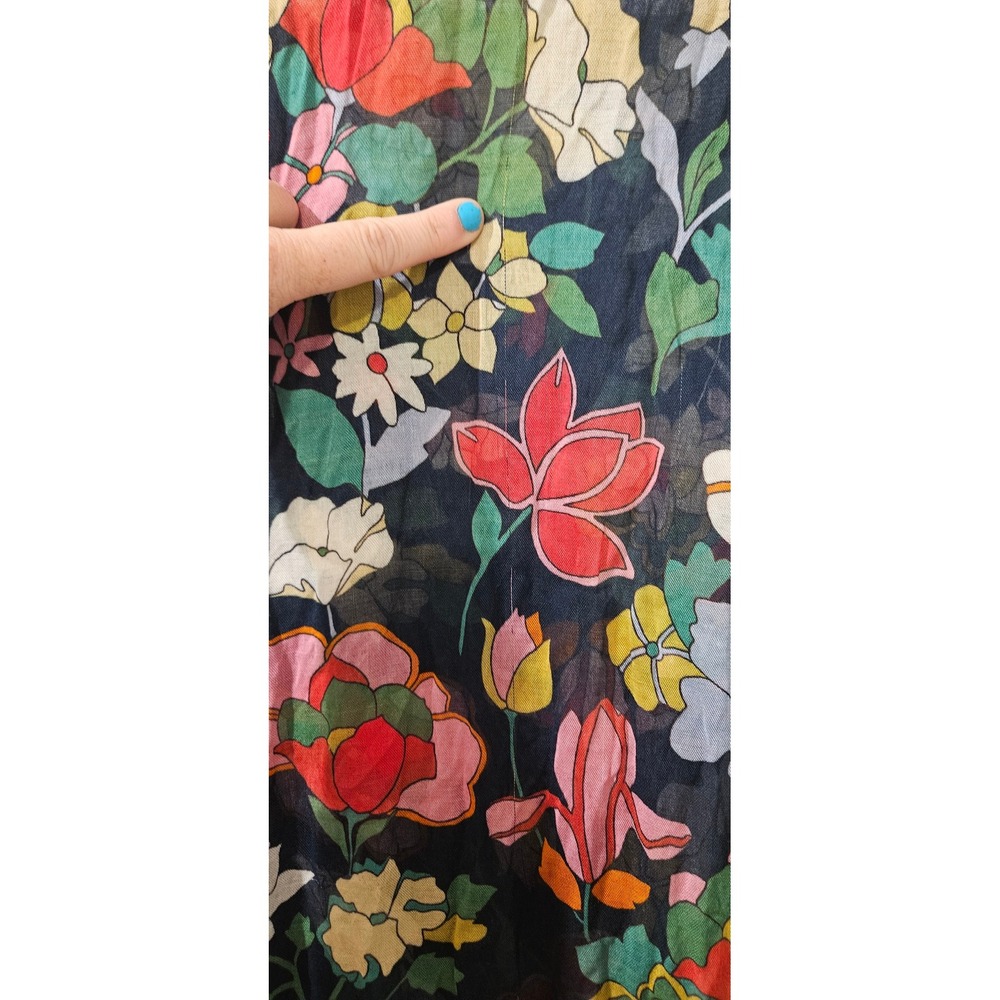 Kate Spade Floral Scarf Oblong Wrap Black Sheer Lightweight Colorful - Picture 4 of 6